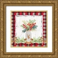 thumbnail image 1 of Loreth, Lanie 12x12 Gold Ornate Wood Framed with Double Matting Museum Art Print Titled - Holiday Sprig on Plaid II, 1 of 4