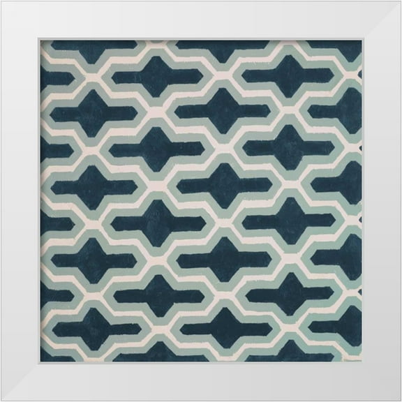 Loreth, Lanie 12x12 White Modern Wood Framed Museum Art Print Titled - Blue Lattice Pattern I