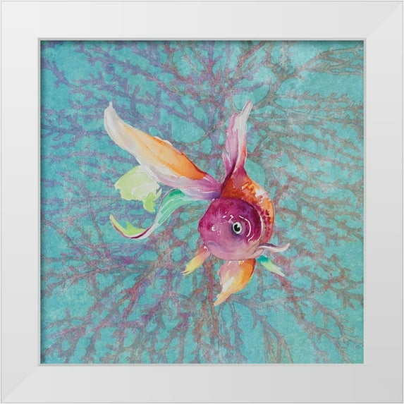 Loreth, Lanie 12x12 White Modern Wood Framed Museum Art Print Titled - Fish on Coral IV