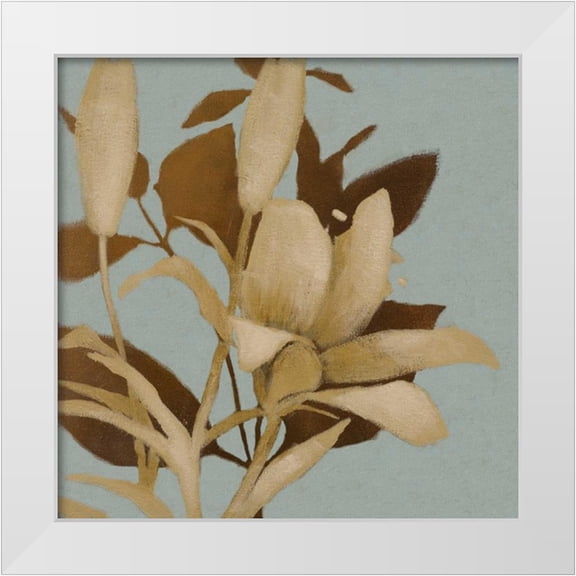 Loreth, Lanie 12x12 White Modern Wood Framed Museum Art Print Titled - Foliage on Teal I
