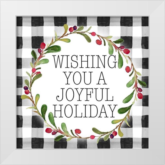 Loreth, Lanie 12x12 White Modern Wood Framed Museum Art Print Titled - Joyful Holiday Plaid