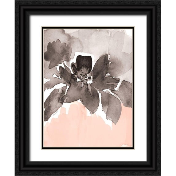 Loreth, Lanie 12x14 Black Ornate Wood Framed with Double Matting Museum Art Print Titled - Pink Modern Fleur I