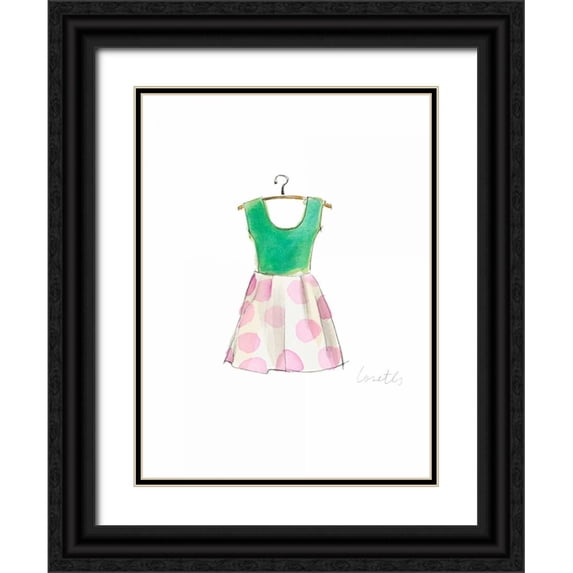 Loreth, Lanie 12x14 Black Ornate Wood Framed with Double Matting Museum Art Print Titled - The Watercolor Dresses IV