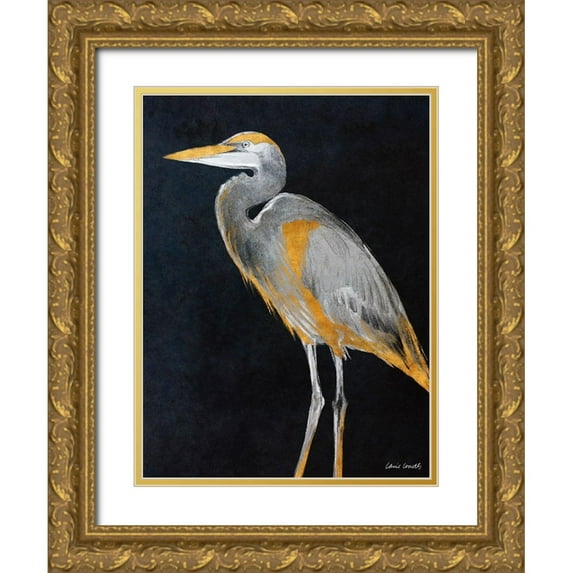 Loreth, Lanie 12x14 Gold Ornate Wood Framed with Double Matting Museum Art Print Titled - Elegant Heron II