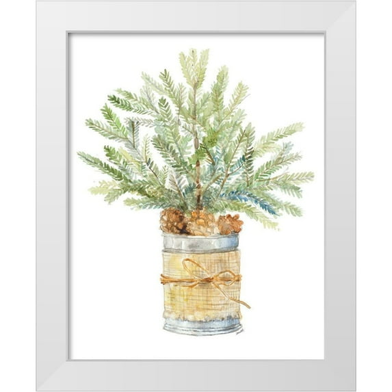 Loreth, Lanie 12x14 White Modern Wood Framed Museum Art Print Titled - Fir Tree with Burlap