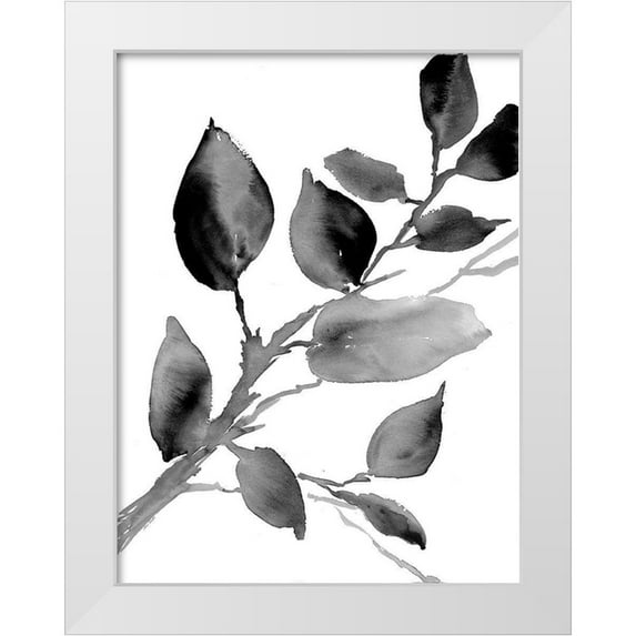Loreth, Lanie 12x14 White Modern Wood Framed Museum Art Print Titled - Gray Philodendron Branch