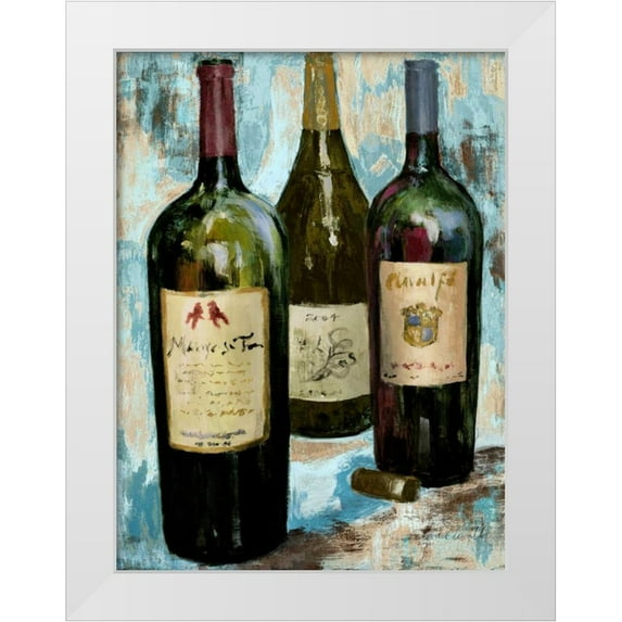 Loreth, Lanie 12x14 White Modern Wood Framed Museum Art Print Titled - Time for Wine on Blue II
