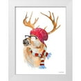 thumbnail image 1 of Loreth, Lanie 12x14 White Modern Wood Framed Museum Art Print Titled - Winter Fun Deer, 1 of 4