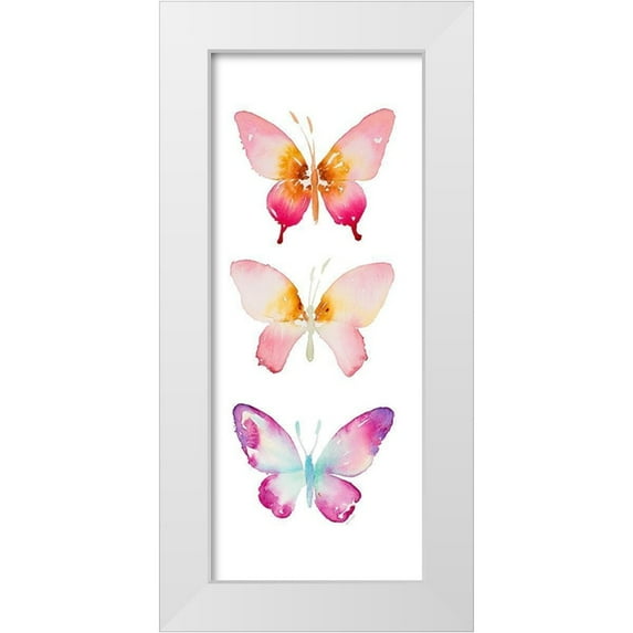 Loreth, Lanie 12x24 White Modern Wood Framed Museum Art Print Titled - Watercolor Butterflies Panel I