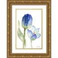 thumbnail image 1 of Loreth, Lanie 13x18 Gold Ornate Wood Framed with Double Matting Museum Art Print Titled - Teal and Lavender Tulips I, 1 of 4