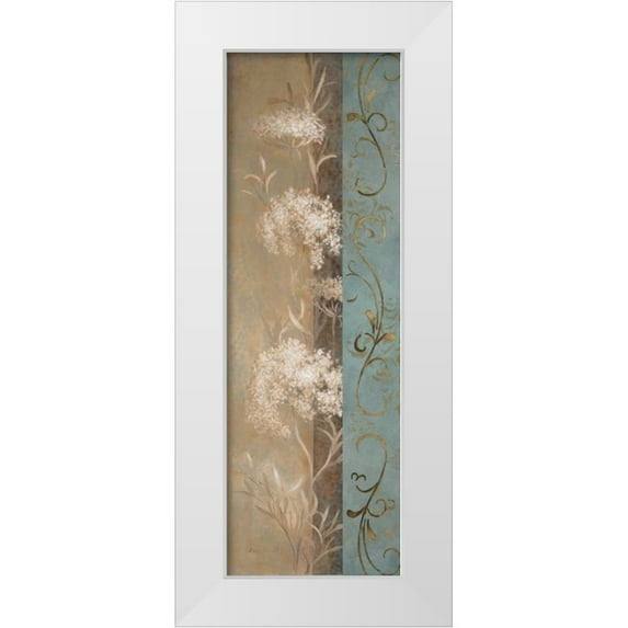 Loreth, Lanie 13x32 White Modern Wood Framed Museum Art Print Titled - Delicate Beauty in Blue IV