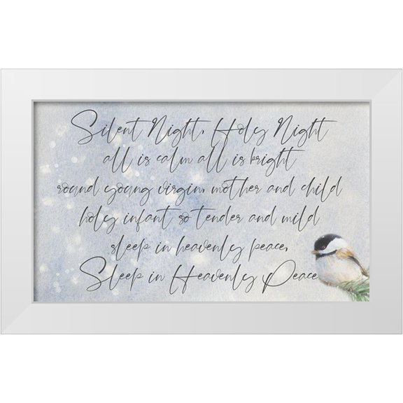 Loreth, Lanie 14x10 White Modern Wood Framed Museum Art Print Titled - Silent Night Chickadee