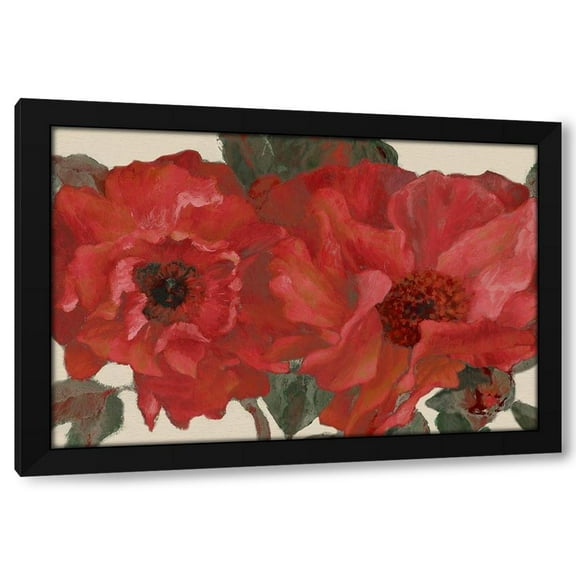 Lanie Loreth 14x11 Black Modern Wood Framed Wall Art Titled - Sen~orita Peonies