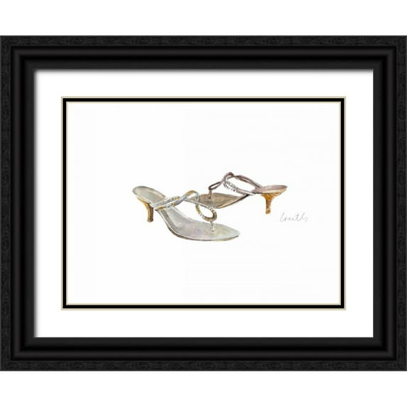 Loreth, Lanie 14x11 Black Ornate Wood Framed with Double Matting Museum Art Print Titled - Watercolor Kitten Heels II