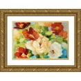 thumbnail image 1 of Loreth, Lanie 14x11 Gold Ornate Wood Framed with Double Matting Museum Art Print Titled - Flowers in Teal Vase II, 1 of 4