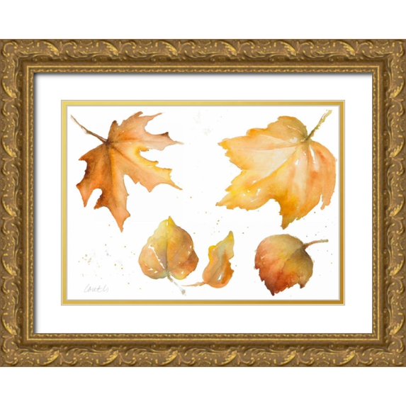 Loreth, Lanie 14x11 Gold Ornate Wood Framed with Double Matting Museum Art Print Titled - Tawny Autumn Leaves