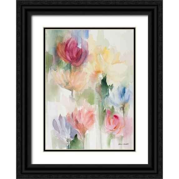 Loreth, Lanie 14x18 Black Ornate Wood Framed with Double Matting Museum Art Print Titled - Gardening in the Rain