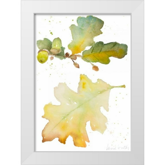 Loreth, Lanie 14x18 White Modern Wood Framed Museum Art Print Titled - Acorns and Oak Leaves I