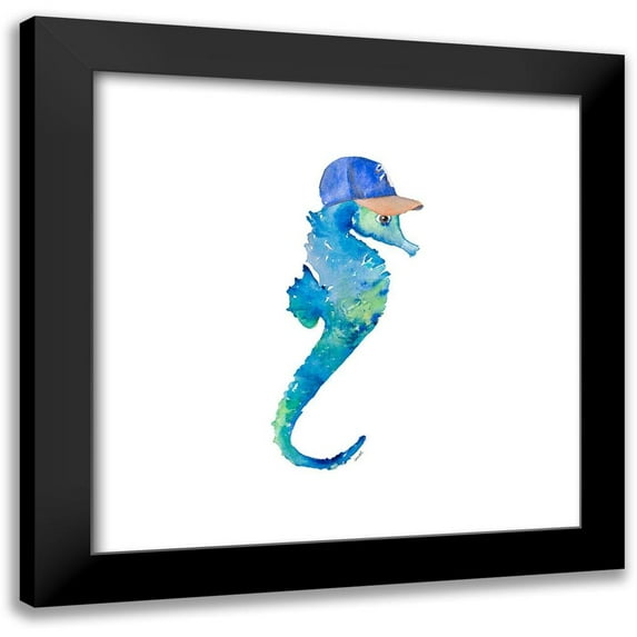 Loreth, Lanie 15x15 Black Modern Framed Museum Art Print Titled - Baseball Seahorse