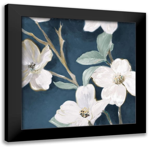 Loreth, Lanie 15x15 Black Modern Framed Museum Art Print Titled - Bella Fiori on Navy I