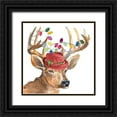 thumbnail image 1 of Loreth, Lanie 15x15 Black Ornate Wood Framed with Double Matting Museum Art Print Titled - Christmas Light Reindeer Hat, 1 of 4