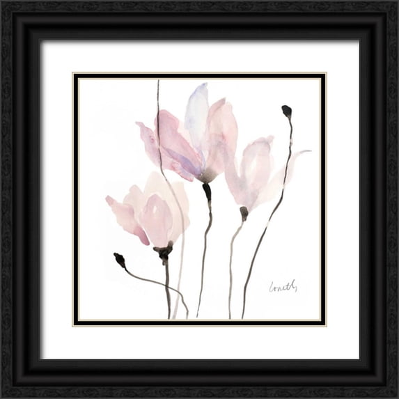 Loreth, Lanie 15x15 Black Ornate Wood Framed with Double Matting Museum Art Print Titled - Floral Sway II