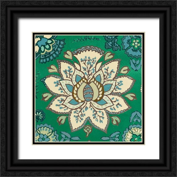 Loreth, Lanie 15x15 Black Ornate Wood Framed with Double Matting Museum Art Print Titled - Persian Emerald I
