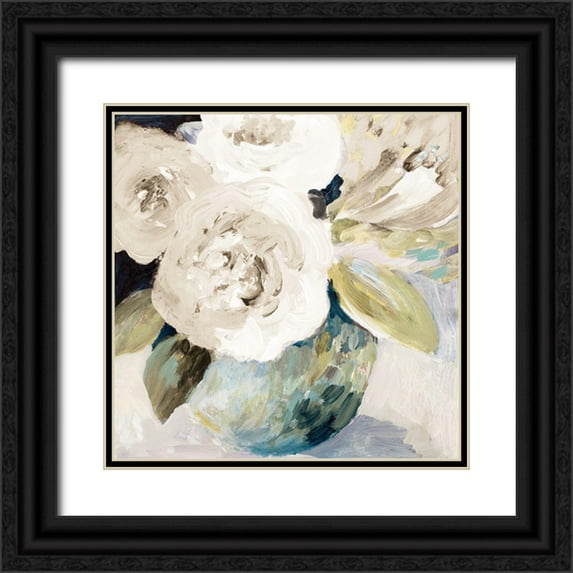 Loreth, Lanie 15x15 Black Ornate Wood Framed with Double Matting Museum Art Print Titled - Spring Roses