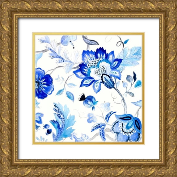 Loreth, Lanie 15x15 Gold Ornate Wood Framed with Double Matting Museum Art Print Titled - Capri Floral II