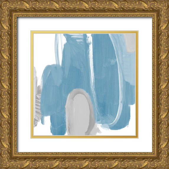 Loreth, Lanie 15x15 Gold Ornate Wood Framed with Double Matting Museum Art Print Titled - Catching The Tempo Blue I
