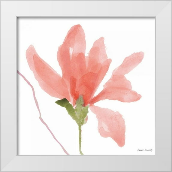 Loreth, Lanie 15x15 White Modern Wood Framed Museum Art Print Titled - Floral Sway Peach I