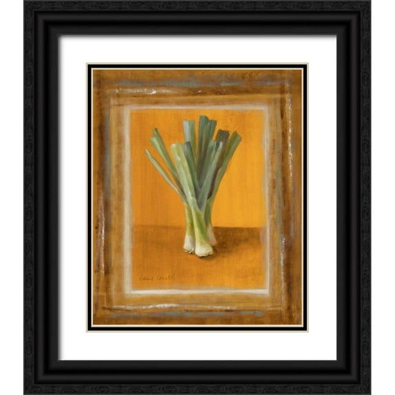 Loreth, Lanie 15x17 Black Ornate Wood Framed with Double Matting Museum Art Print Titled - Leeks On Gold