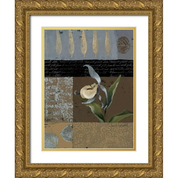 Loreth, Lanie 15x18 Gold Ornate Wood Framed with Double Matting Museum Art Print Titled - Slipper Orchid in Blue II