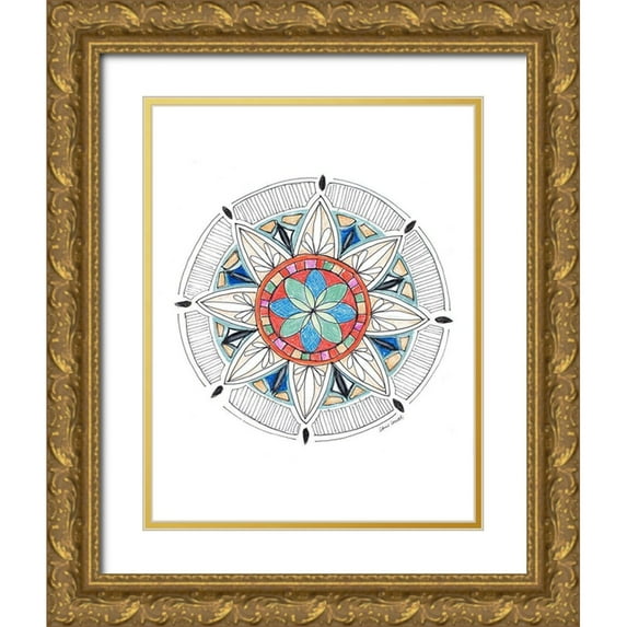 Loreth, Lanie 15x18 Gold Ornate Wood Framed with Double Matting Museum Art Print Titled - Spring Mandala