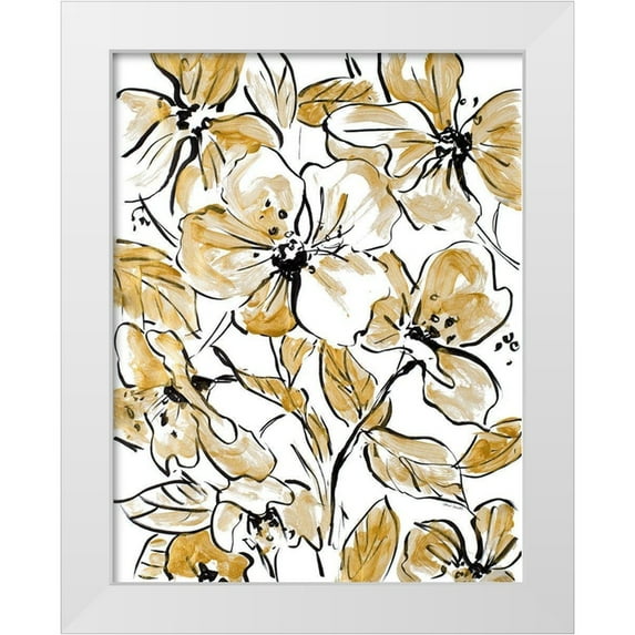 Loreth, Lanie 15x18 White Modern Wood Framed Museum Art Print Titled - Golden Sketch Floral II
