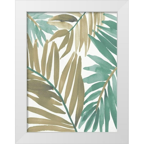 Loreth, Lanie 15x18 White Modern Wood Framed Museum Art Print Titled - Teal Palm Design I