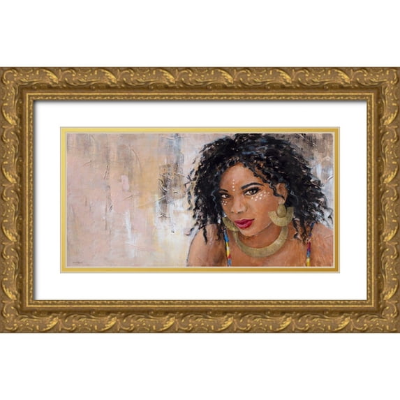 Loreth, Lanie 18x11 Gold Ornate Wood Framed with Double Matting Museum Art Print Titled - Adorned Woman