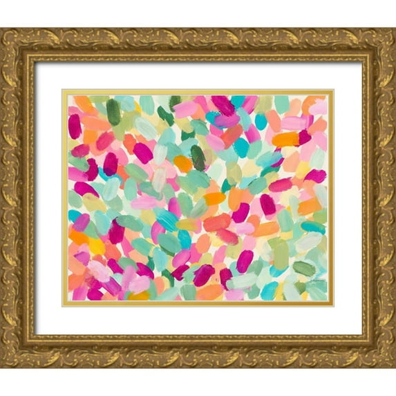 Loreth, Lanie 18x15 Gold Ornate Wood Framed with Double Matting Museum Art Print Titled - Tropical Dot Party