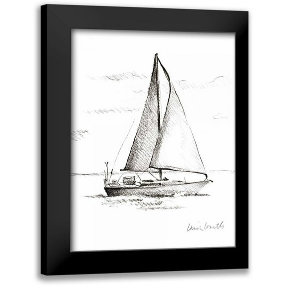 Loreth, Lanie 19x24 Black Modern Framed Museum Art Print Titled - Coastal Boat Sketch I