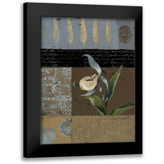 Loreth, Lanie 19x24 Black Modern Framed Museum Art Print Titled - Slipper Orchid in Blue II