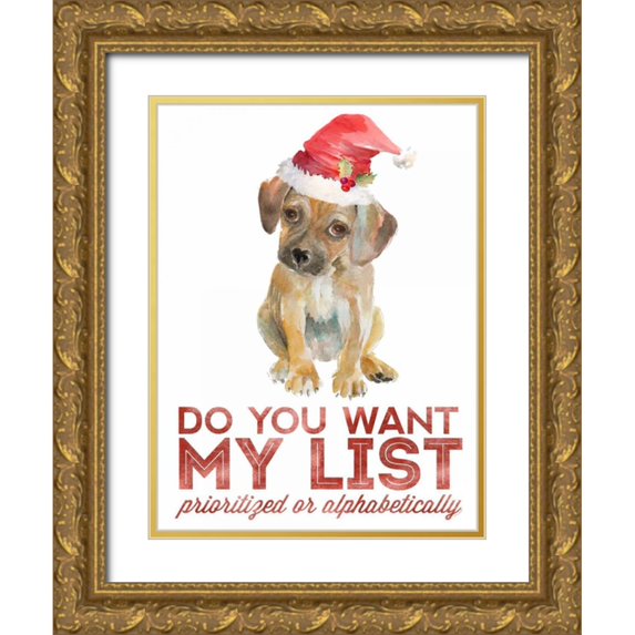 Loreth, Lanie 19x24 Gold Ornate Wood Framed with Double Matting Museum Art Print Titled - Christmas Retriever Puppy II