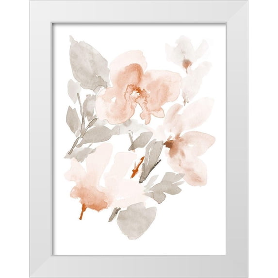 Loreth, Lanie 19x24 White Modern Wood Framed Museum Art Print Titled - Peach Tranquil Florals II