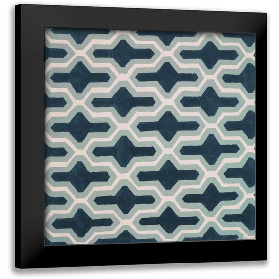 Loreth, Lanie 20x20 Black Modern Framed Museum Art Print Titled - Blue Lattice Pattern I