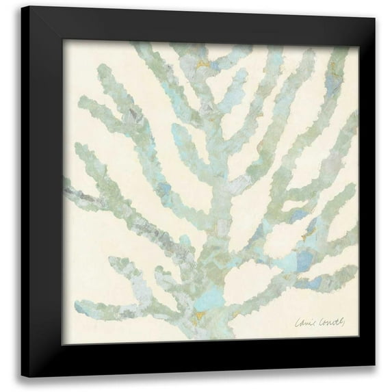 Loreth, Lanie 20x20 Black Modern Framed Museum Art Print Titled - Coral Vision on Cream II