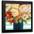 thumbnail image 1 of Loreth, Lanie 20x20 Black Modern Framed Museum Art Print Titled - Flowers on Stripes I, 1 of 5