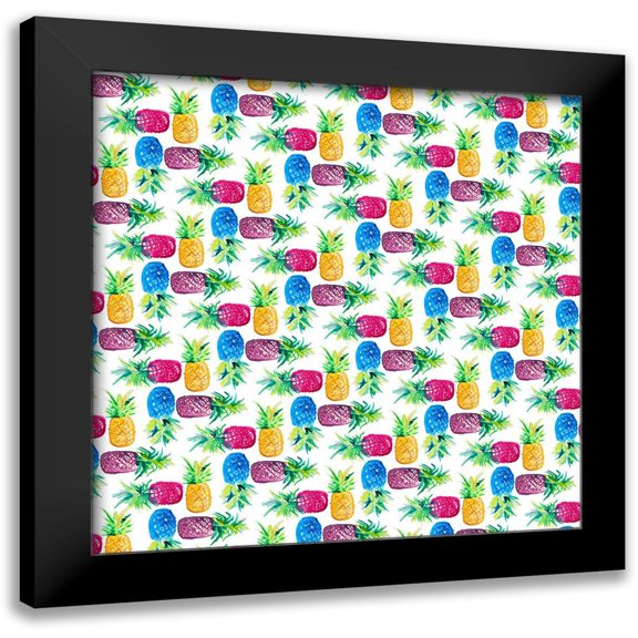 Loreth, Lanie 20x20 Black Modern Framed Museum Art Print Titled - Pineapple Party Pattern