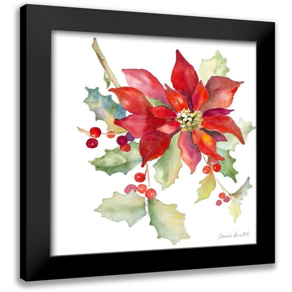 Loreth, Lanie 20x20 Black Modern Framed Museum Art Print Titled - Poinsettias II