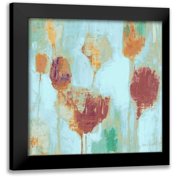 Loreth, Lanie 20x20 Black Modern Framed Museum Art Print Titled - Poppy Song on Blue