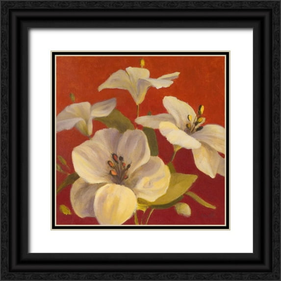 Loreth, Lanie 20x20 Black Ornate Wood Framed with Double Matting Museum Art Print Titled - Fireside Flowers II