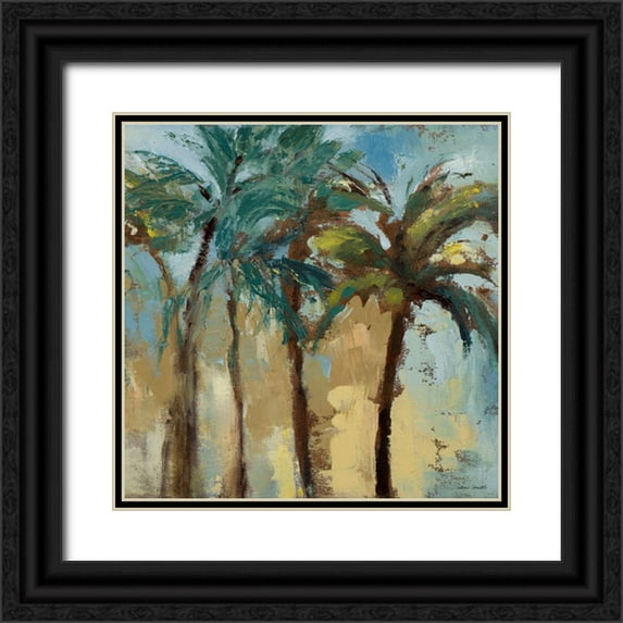 Loreth, Lanie 20x20 Black Ornate Wood Framed with Double Matting Museum Art Print Titled - Island Morning Palms Square II